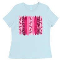 Baby Blue breast aweraness brushstrokes Ladies Tee - RanaPortraitStore
