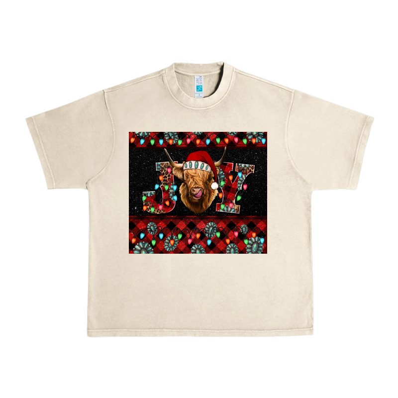 Highland Cow Joy Christmas Urban Heavy Tee by BarkalooDesign | Teevron