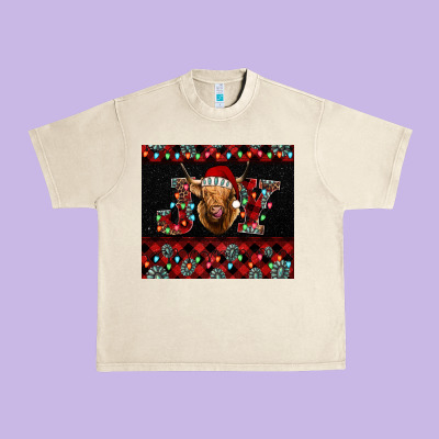 Highland Cow Joy Christmas Urban Heavy Tee Designed By Barkaloodesign