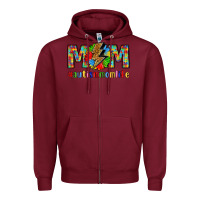 Burgundy empowering autism mom life Zipper Hoodie - LillyAllenDesigns