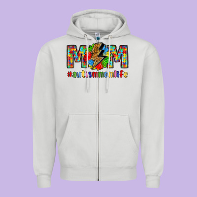 Empowering Autism Mom Life Zipper Hoodie Designed By Lillyallendesigns