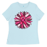 Baby Blue breast awareness cancer pink sunflower Ladies Tee - RanaPortraitStore