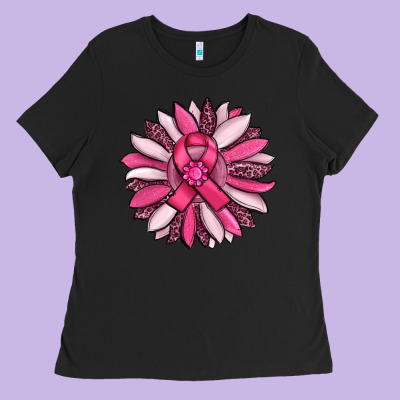 Breast Awareness Cancer Pink Sunflower Ladies Tee Designed By Ranaportraitstore