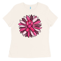 Bone breast awareness cancer pink sunflower Ladies Tee - RanaPortraitStore