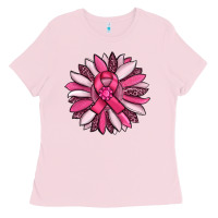 Bubblegum Pink breast awareness cancer pink sunflower Ladies Tee - RanaPortraitStore