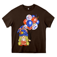 Chocolate Brown patriotic gnome balloon Heavy Core Tee - BarkalooDesign