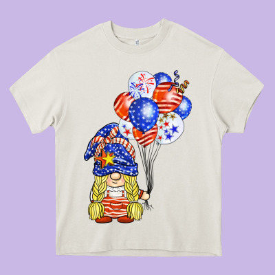 Patriotic Gnome Balloon Heavy Core Tee Designed By Barkaloodesign