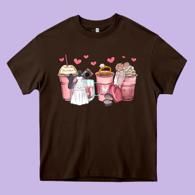 Wedding Bride Coffee Cups Heavy Core Tee Designed By Zillion Design Studio
