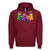 Burgundy mardi gras bead dogs Zipper Hoodie - LillyAllenDesigns