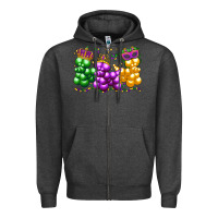Charcoal Heather mardi gras bead dogs Zipper Hoodie - LillyAllenDesigns