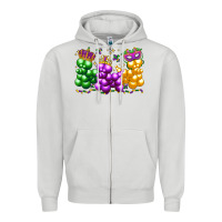 Dove Grey mardi gras bead dogs Zipper Hoodie - LillyAllenDesigns