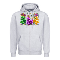 Heather Grey mardi gras bead dogs Zipper Hoodie - LillyAllenDesigns