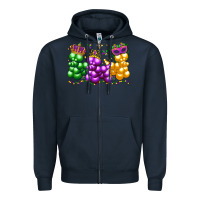 Navy mardi gras bead dogs Zipper Hoodie - LillyAllenDesigns