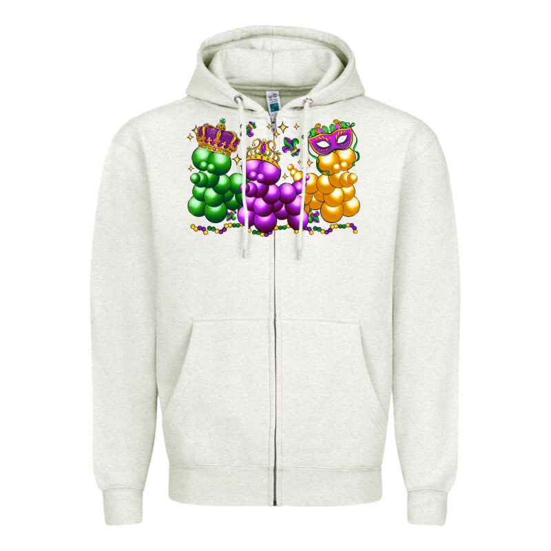 Mardi Gras Bead Dogs Zipper Hoodie by LillyAllenDesigns | Teevron