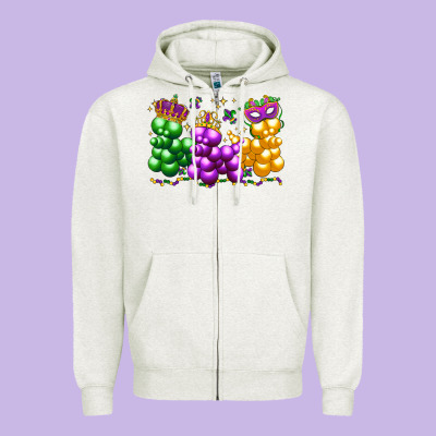 Mardi Gras Bead Dogs Zipper Hoodie Designed By Lillyallendesigns