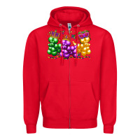 Red mardi gras bead dogs Zipper Hoodie - LillyAllenDesigns