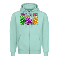 Seafoam mardi gras bead dogs Zipper Hoodie - LillyAllenDesigns