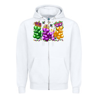 White mardi gras bead dogs Zipper Hoodie - LillyAllenDesigns