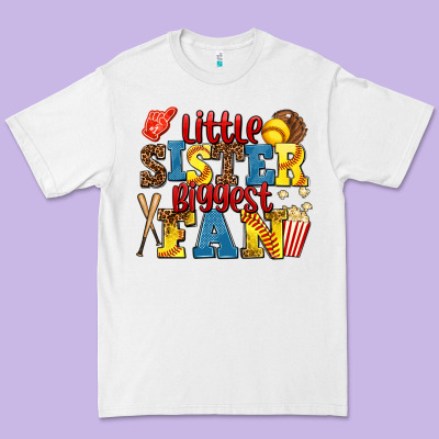 Little Sister Biggest Fan Softball Premium Tee Designed By Adodesignshop