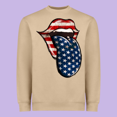 America 4th Of July Tongue Heavyweight Sweatshirt Designed By Jasminsmagicworld