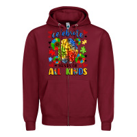 Burgundy celebrate neurodiversity Zipper Hoodie - LillyAllenDesigns