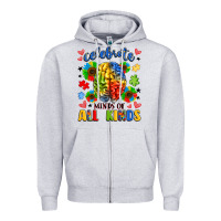 Heather Grey celebrate neurodiversity Zipper Hoodie - LillyAllenDesigns