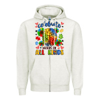 Oatmeal Heather celebrate neurodiversity Zipper Hoodie - LillyAllenDesigns