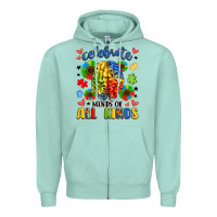 Seafoam celebrate neurodiversity Zipper Hoodie - LillyAllenDesigns