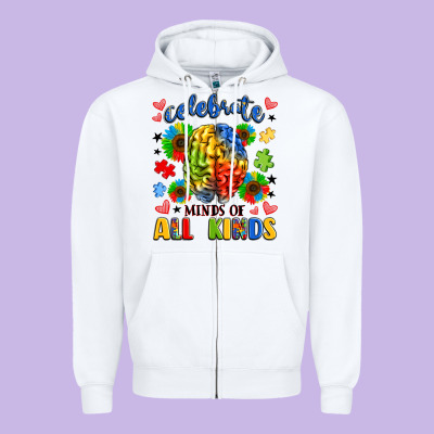 Celebrate Neurodiversity Zipper Hoodie Designed By Lillyallendesigns