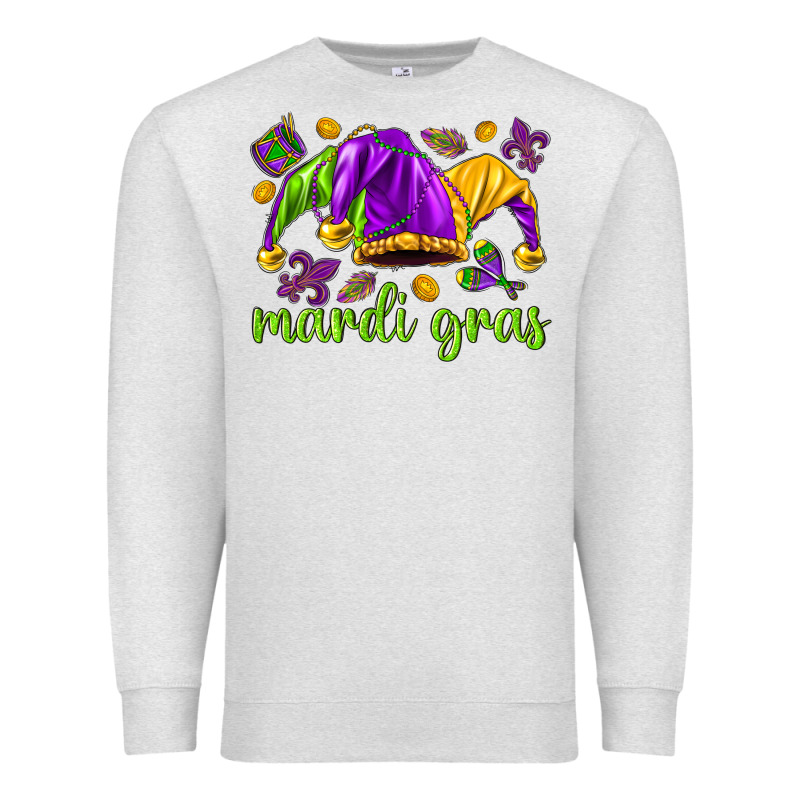 Mardi Gras With Jester Premium Sweatshirt by NancyCooperArtShop | Teevron