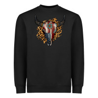 Black American Bull Skull Heavyweight Sweatshirt - Jasminsmagicworld
