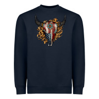 Navy American Bull Skull Heavyweight Sweatshirt - Jasminsmagicworld