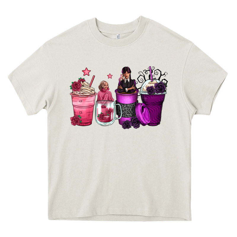 Wednesday And Enid Coffee Cups Heavy Core Tee by Zillion Design Studio | Teevron