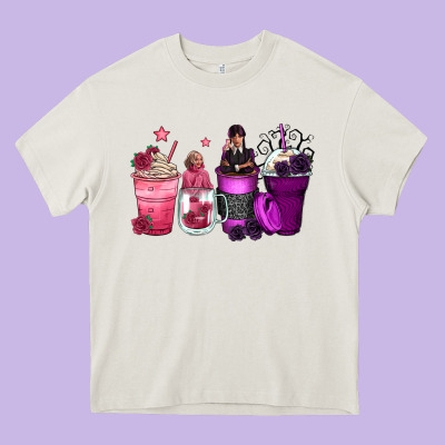 Wednesday And Enid Coffee Cups Heavy Core Tee Designed By Zillion Design Studio