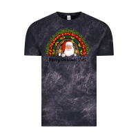 Cloud Black merry christmas y'all santa rainbow Vintage Tee - AdoDesignShop