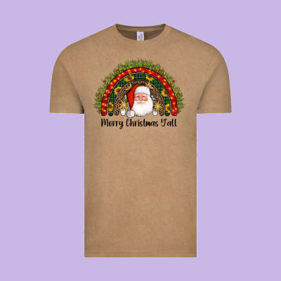 Merry Christmas Y'all Santa Rainbow Vintage Tee Designed By Adodesignshop