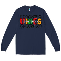 Navy black history vibes Long Sleeve Tee - MaliasSmallBusiness
