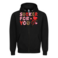 Black lovethemed typography with heart lollipop Zipper Hoodie - LillyAllenDesigns