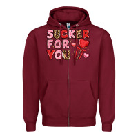 Burgundy lovethemed typography with heart lollipop Zipper Hoodie - LillyAllenDesigns