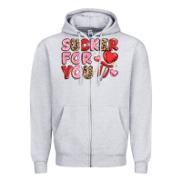 Heather Grey lovethemed typography with heart lollipop Zipper Hoodie - LillyAllenDesigns