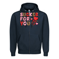 Navy lovethemed typography with heart lollipop Zipper Hoodie - LillyAllenDesigns