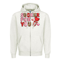Oatmeal Heather lovethemed typography with heart lollipop Zipper Hoodie - LillyAllenDesigns