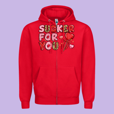 Lovethemed Typography With Heart Lollipop Zipper Hoodie Designed By Lillyallendesigns