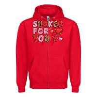Red lovethemed typography with heart lollipop Zipper Hoodie - LillyAllenDesigns