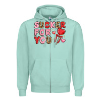 Seafoam lovethemed typography with heart lollipop Zipper Hoodie - LillyAllenDesigns