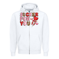 White lovethemed typography with heart lollipop Zipper Hoodie - LillyAllenDesigns