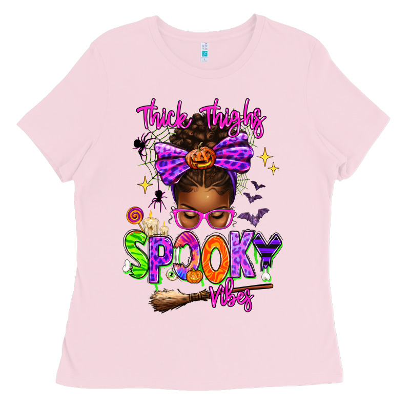 Thick Thighs Spooky Vibes Ladies Tee by texasbilliewilder | Teevron