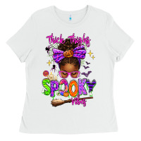 White Thick Thighs Spooky Vibes Ladies Tee - texasbilliewilder