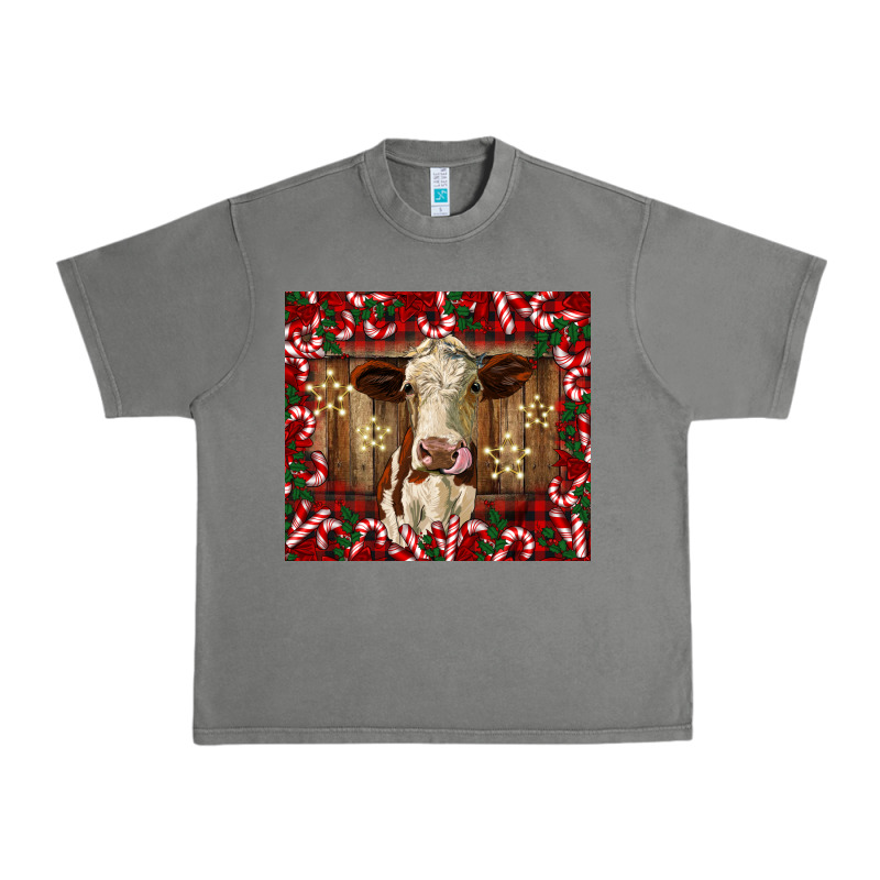 Christmas Heifer With Candy Canes Urban Heavy Tee by BarkalooDesign | Teevron