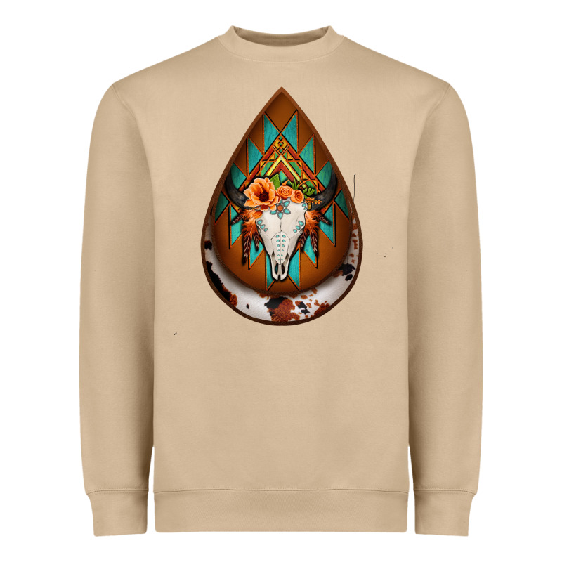 Aztec Bullskull Teardrop Earrings Heavyweight Sweatshirt by Jasminsmagicworld | Teevron